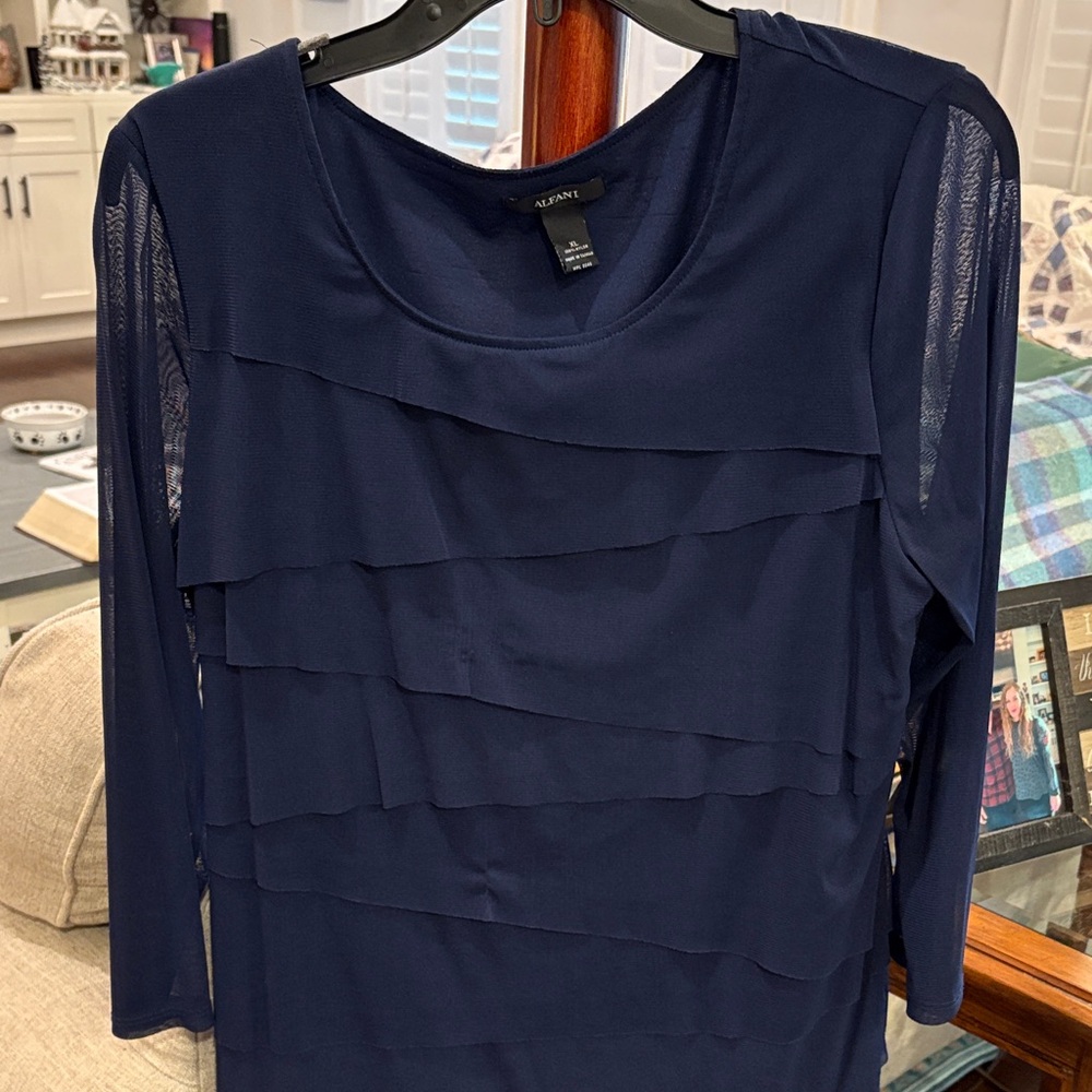 Alfani Deep Blue Tiered Blouse